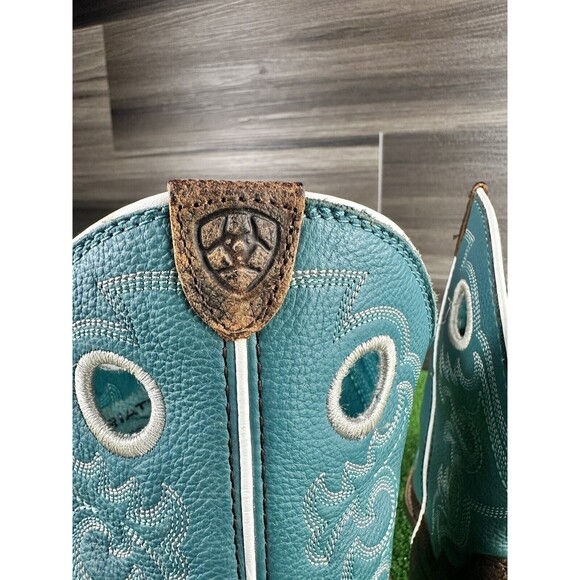 Ariat Youth Fatbaby Leather Boots, Distressed Brown Turquoise size 4 - Picture 6 of 10